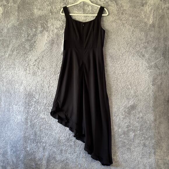Mikael Aghal NWT Black Asymmetrical Evening Gown Dress Size 10 - Picture 6 of 14